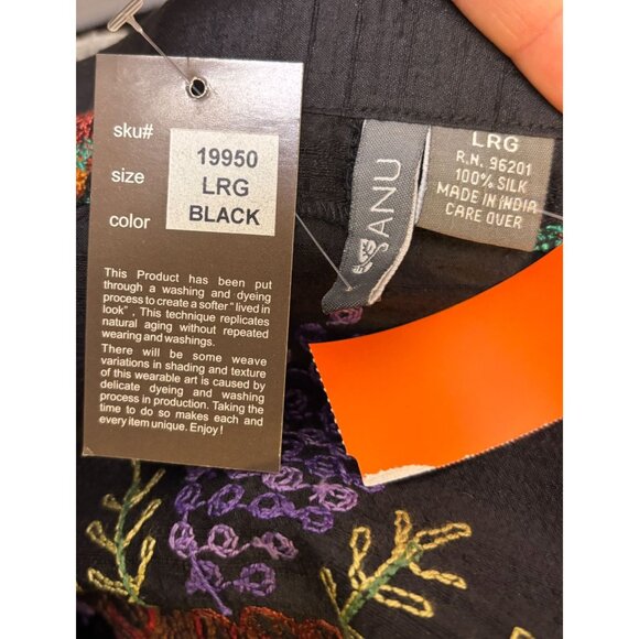 NWT Black Floral Embroidered Open Front Long Cardigan L - Picture 7 of 7